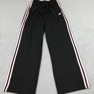 ADIDAS Bootcut Wide Leg Sweatpants Womens Medium Baby Pink Strips Trackpants Y2K